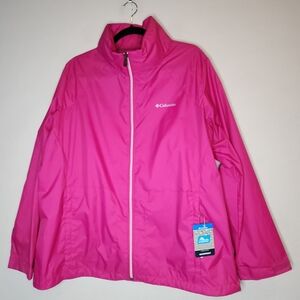 NWT Columbia Switchback III Packable Pink Rain Jacket Packable Hood Size 2X